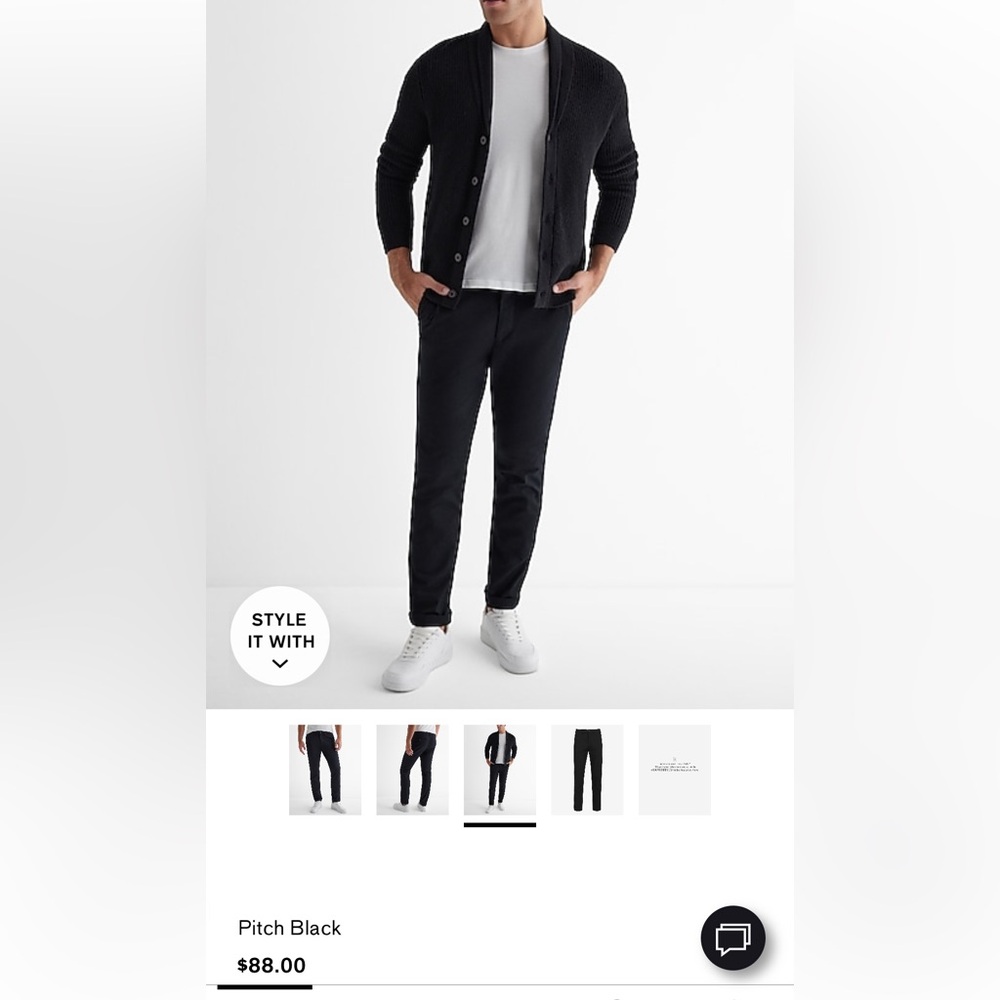 NWT - Express Slim Hyper Stretch Chino - Black